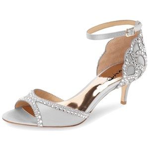 Peep Toe Rhinestones Ankle Strap Low Heel Pumps